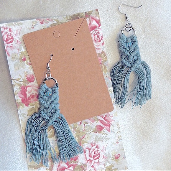 🏹BoHeMiAn EaRrInGs 🏹 »-»MaCrÄmË wOvEn FiBeR aRtWoRk«—« bOhO sTyLe|| by Laney - Picture 2 of 16
